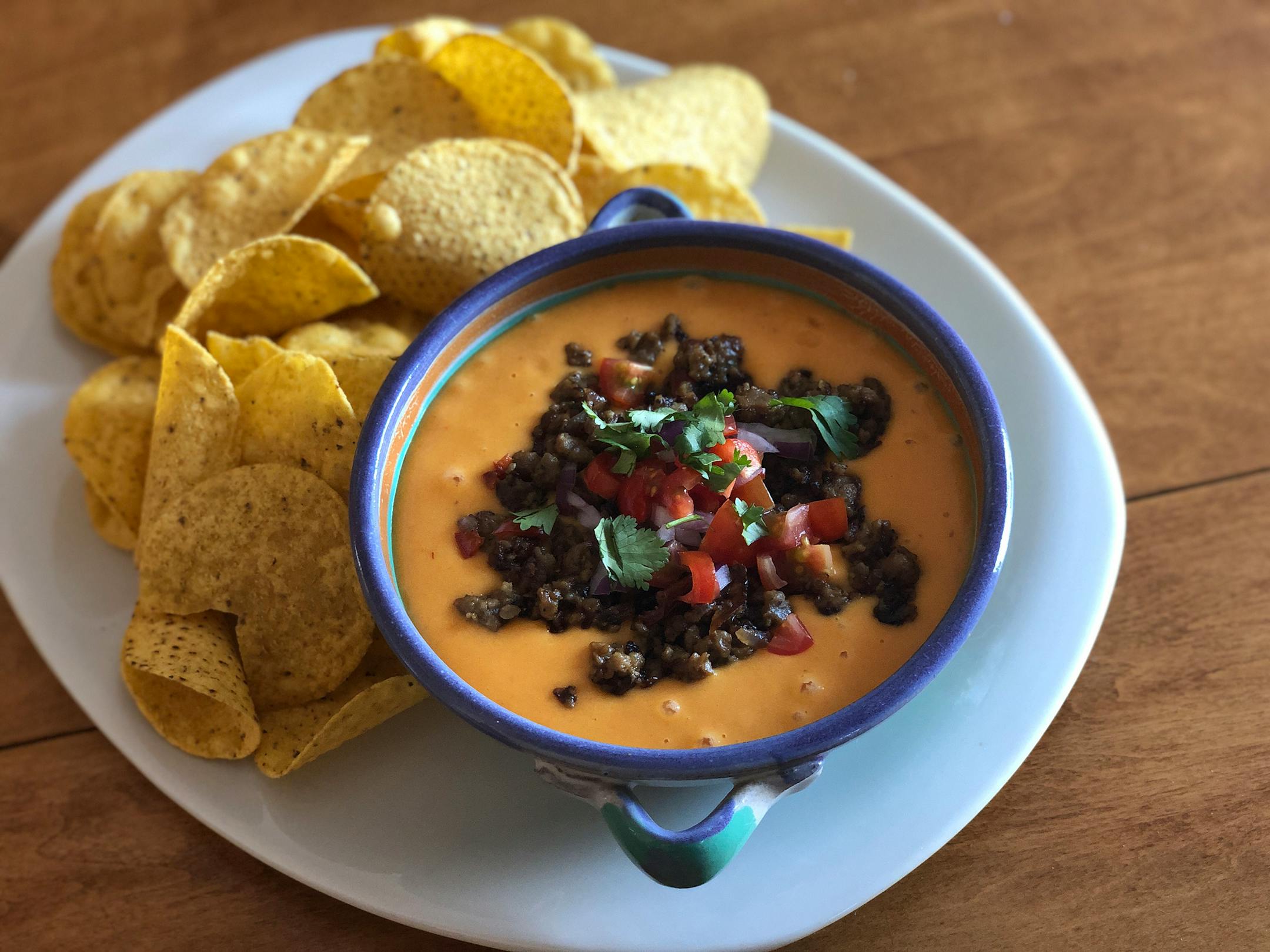 Meaty Nacho Dip gets its flavor from seasoned plant-based crumbles and a vegetable-based dip. Nicole Hvidsten, Star Tribune