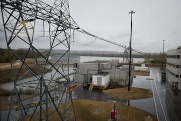 Water is drawn from the Mississippi River through this building, center, the site of a recent chlorine leak. The Xcel Energy Prairie Island Nuclear Pl