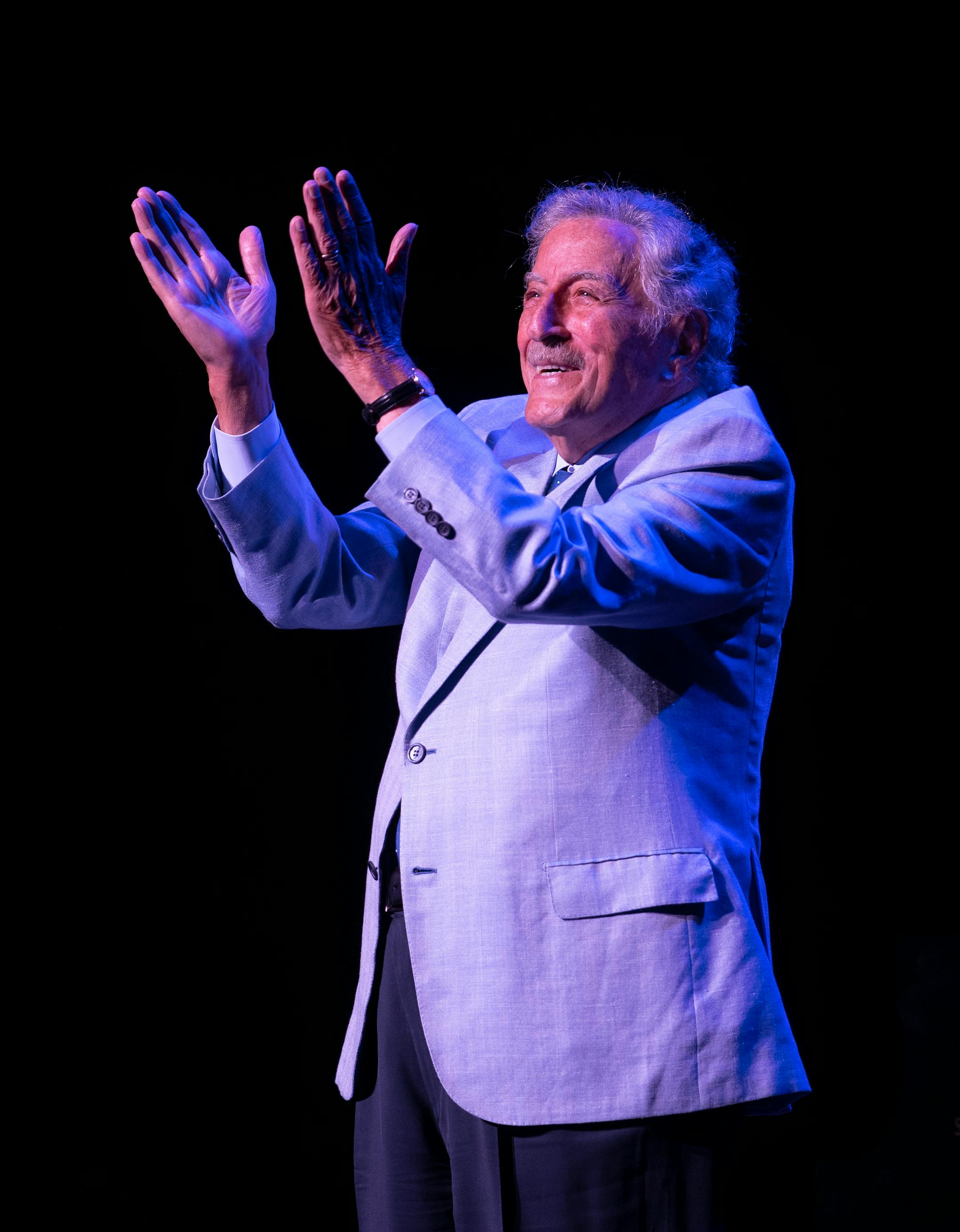 Tony Bennett acknowledged the audience's applause after walking on stage for his set at the Orpheum Theatre Sunday, July 28, 2019 in Minneapolis. His daughter, Antonia Bennett, opened for him.
