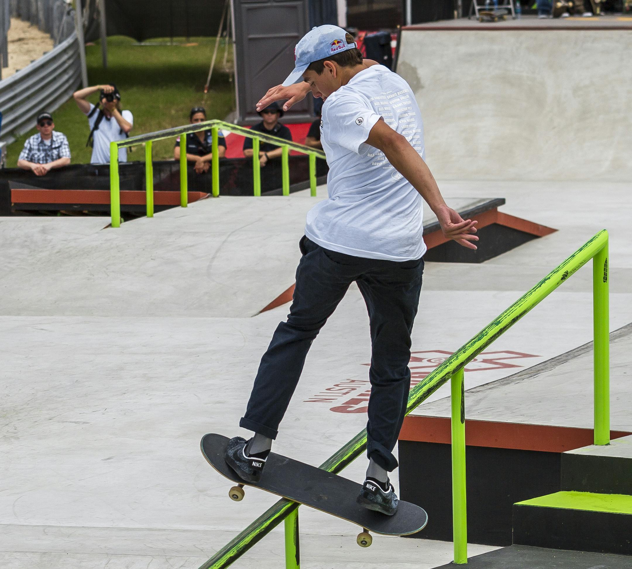 Austin, TX - June 3, 2016 - Circuit of The Americas: Alex Midler competing in Skateboard Street AM during X Games Austin 2016
(Photo by Garth Milan / ESPN Images)