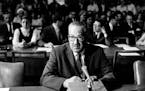 Solicitor General Thurgood Marshall, nominated by President Lyndon B. Johnson to the U.S. Supreme Court, sits at the witness table before testifying o