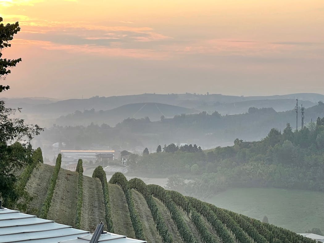 The view from Villa Tiboldi in the Piedmont wine region of Italy.