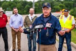 Gov. Tim Walz addressed flooding at the Rapidan Dam in Mankato on Tuesday, July 2, and responded to questions about a White House meeting.