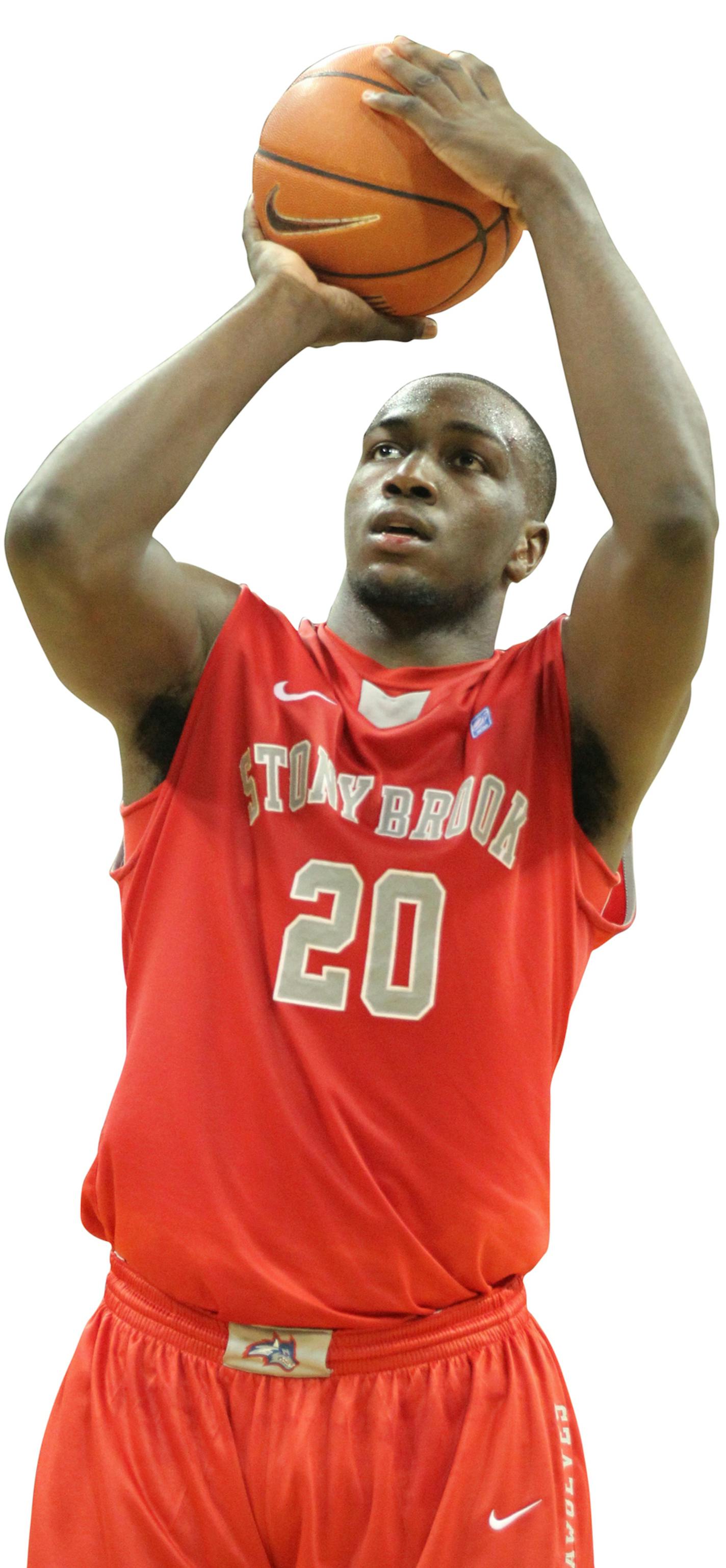 Dec 28, 2014: Stony Brook's #20 Jameel Warney shoots a free throw against Washington. Stony Brook defeated Washington 62-57 at Alaska Airlines Arena in Seattle, WA. (Icon Sportswire via AP Images)