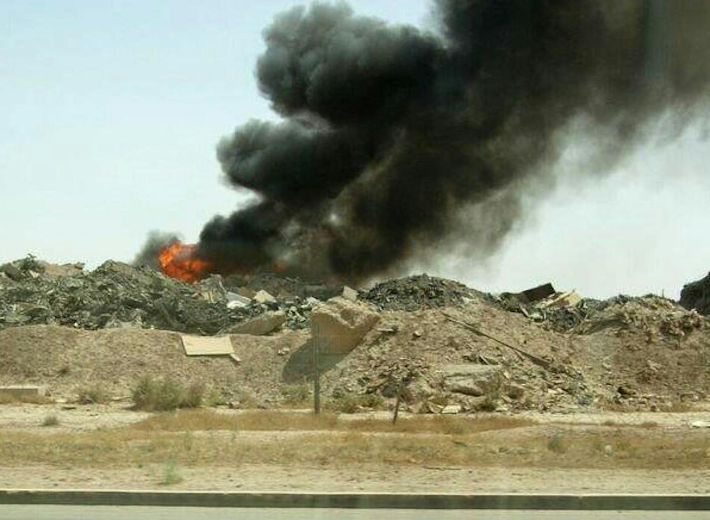 The burn pit at the air base in Balad, Iraq, burned 24 hours a day, seven days a week and included materials such as Styrofoam, metals, plastics, and medical waste, kept burning with jet fuel.