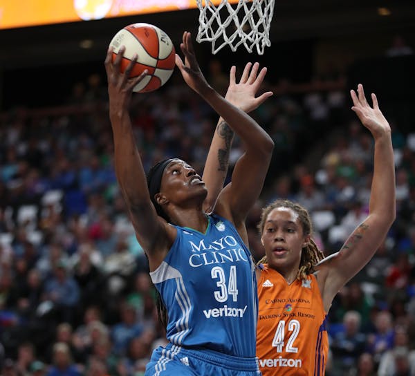 Lynx center Sylvia Fowles shot over Phoenix center Brittney Griner during Game 2 of the their WNBA playoff series last season.