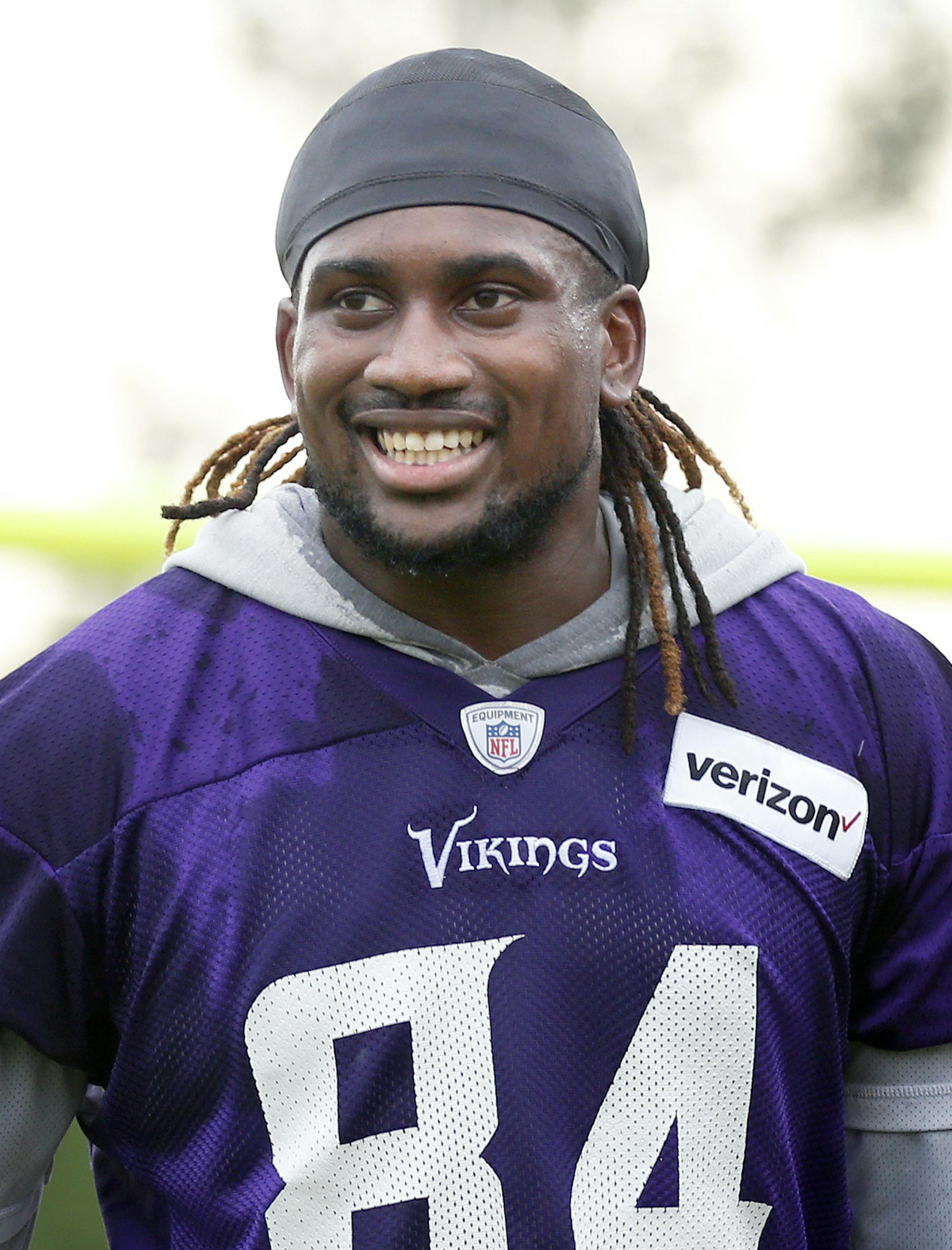 Wide receiver Cordarrelle Patterson walks off the field after practice during minicamp in Eden Prairie. ] (Leila Navidi/Star Tribune) leila.navidi@startribune.com BACKGROUND INFORMATION: Vikings minicamp held on Tuesday, June 14, 2016 in Eden Prairie.