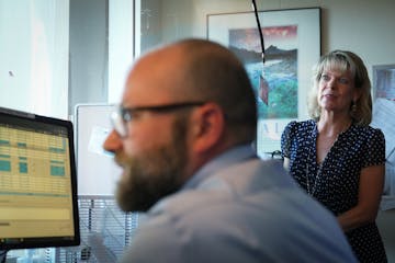 Crisis therapists Michael Raguet and Lori Wegner at the Mental Health Crisis Program offices inside the Carver County Government Center in Chaska on T