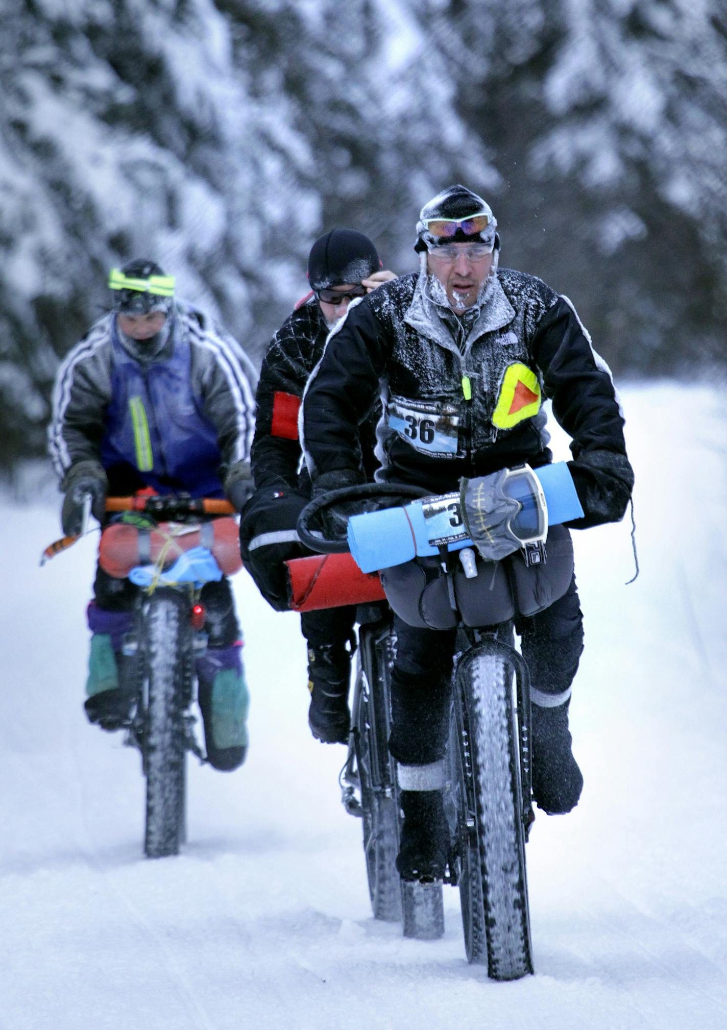 BRIAN PETERSON &#x201a;&#xc4;&#xa2; brianp@startribune.com INTERNATIONAL FALLS, MN - January 31-Feb. 2nd ] The Arrowhead 135 Ultra Marathon, from International Falls to Tower Minnesota, follows the scenic and rugged Arrowhead State Snowmobile Trail and attracts some of the best ultra-athletes in the world. Competitiers can Bike, run or ski the 135 mile race that challenges the body and the mind and presents participants with some of the coldest conditions in ultra marathon racing. (IN THIS PHOTO