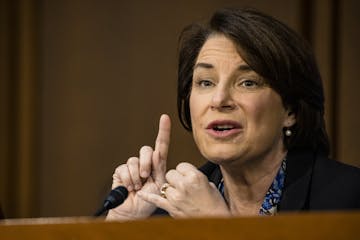 Sen. Amy Klobuchar, D-Minn., speaks during the confirmation hearing for Supreme Court nominee Amy Coney Barrett, before the Senate Judiciary Committee