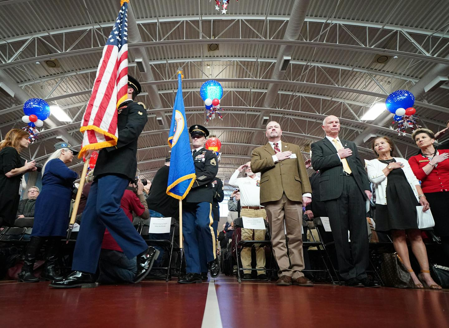 The colors were presented Monday at state's annual Veterans Day ceremony at the Veterans Memorial Community Center in Inver Grove Heights.