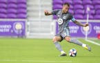 Minnesota United FC's Francisco Calvo (5) passes the ball during the first half of an MLS soccer match, in Orlando, Fla., Wednesday, Feb. 20, 2019. (P