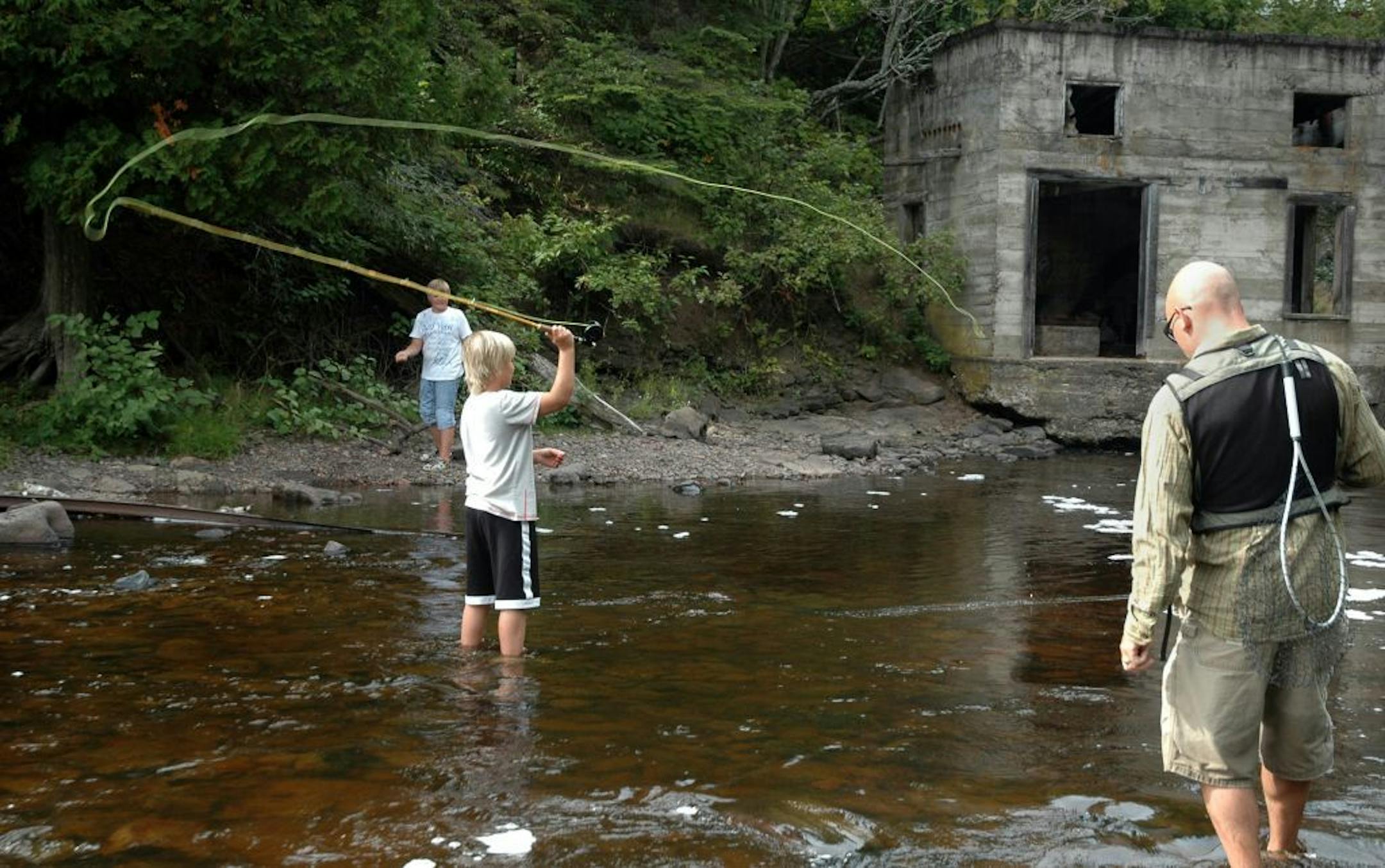 A flyfishing lesson with Adam Harju at Lutsen Lodge and Resort.
