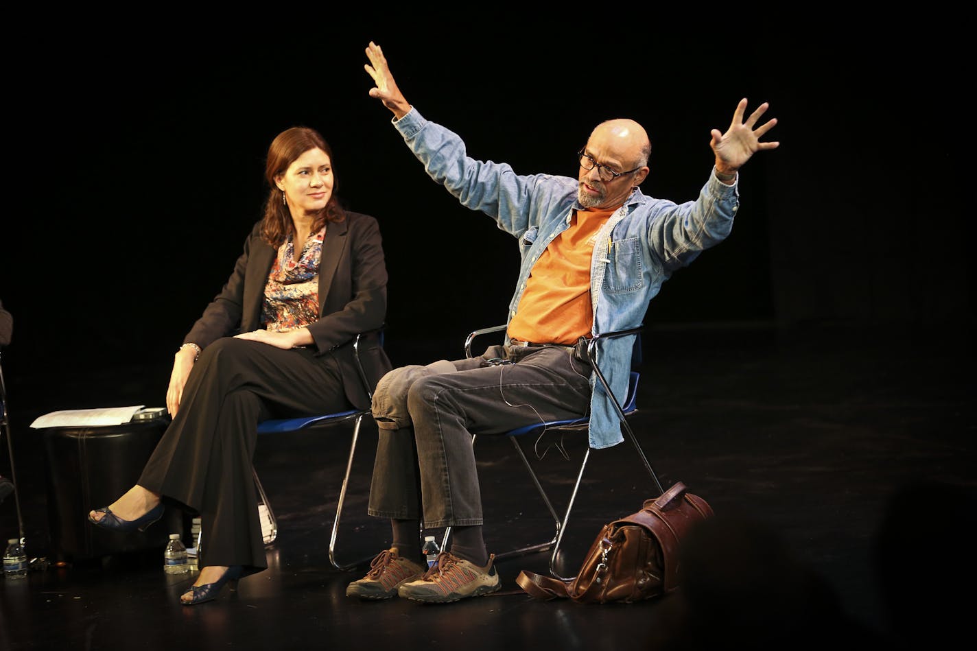 Lou Bellamy, founder of Penumbra Theatre, spoke during a discussion about the history of the theater and a new book by Macelle Mahala (at left) about the theater on Monday, October 14, 2013, in St. Paul, Minn.] RENEE JONES SCHNEIDER &#x201a;&#xc4;&#xa2; reneejones@startribune.com