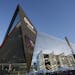 Fans arrive at U.S. Bank Stadium before an NFL football game between the Minnesota Vikings and the New York Giants Monday, Oct. 3, 2016, in Minneapoli