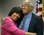 Judge Tanya Bransford gave father Jim Bransford a bear hug behind the judge's bench at the Juvenile Justice Center in Minneapolis.