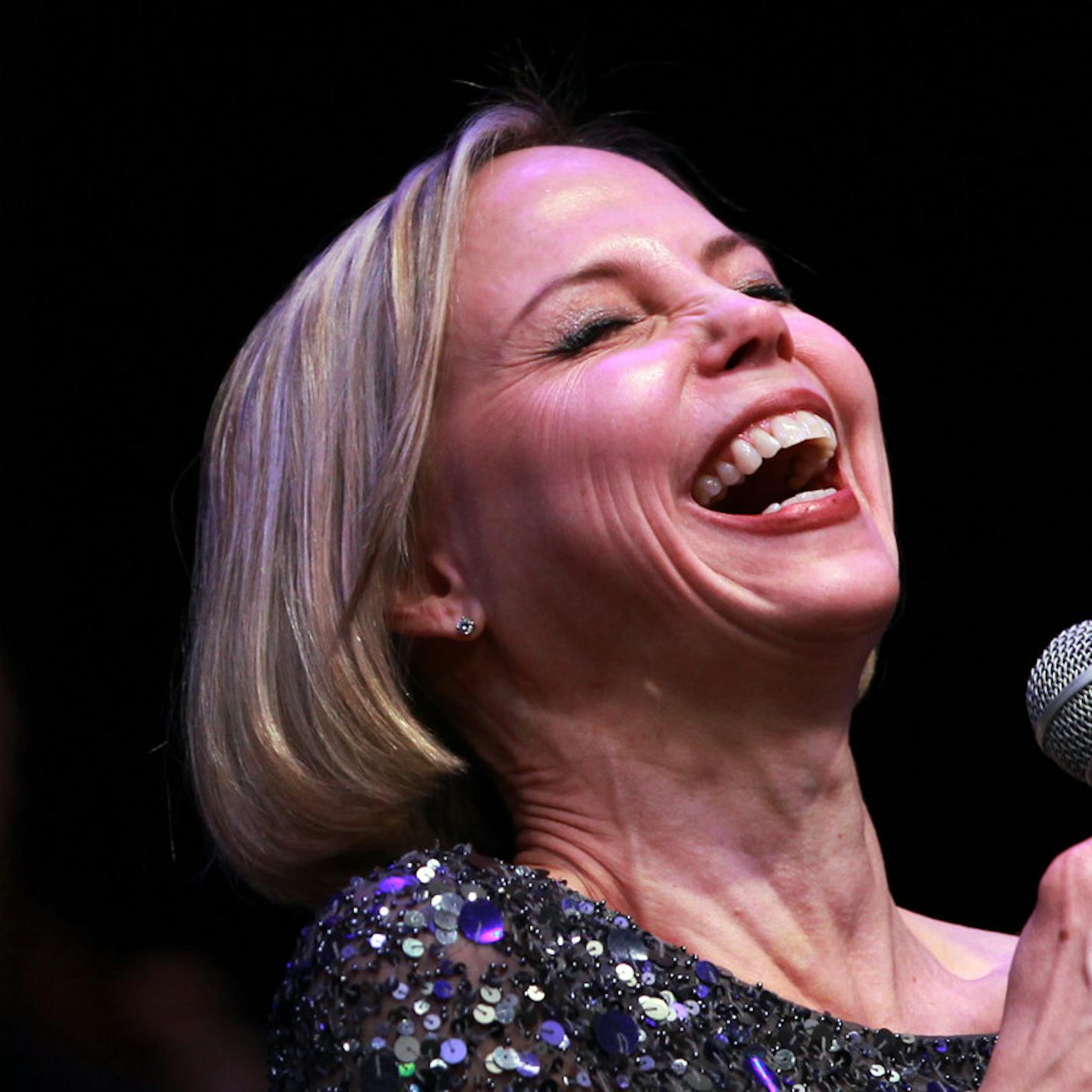 Jerry Holt&#x201a;&#xc4;&#xa2; jgholt@startribune.com Minneapolis ,MN 02/13/2011---- Connie Evingson, performing in ' legends of jazz' series at the Capri Theater----IN THIS PHOTO ] Connie Evingson sings a Peggy Lee song Sunday at the Capri Theater in north Minneapolis. ORG XMIT: MIN2013060514123671