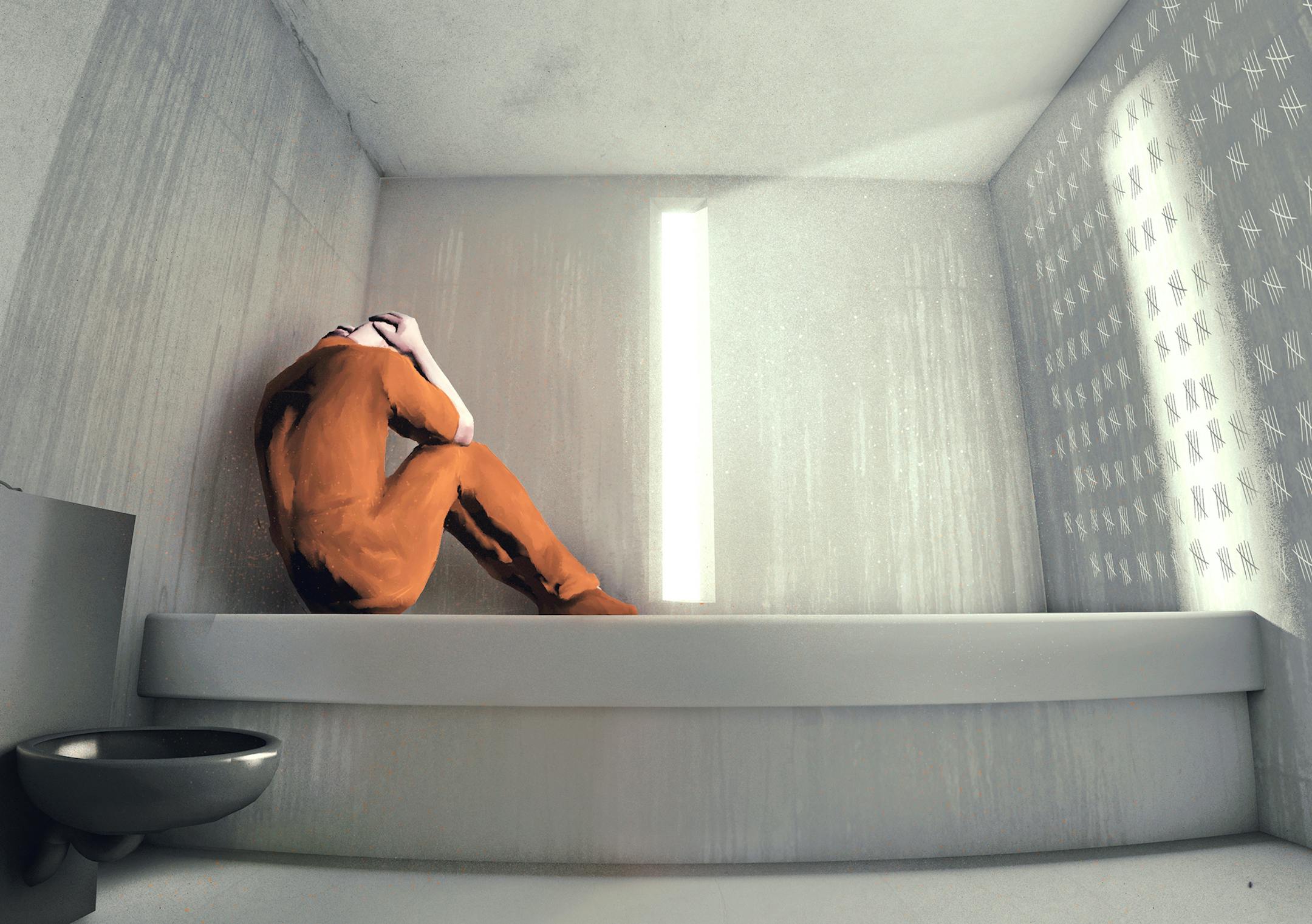 Illustration by Clay Rodery for the Star Tribune. For our SOLITARY series, entited Way Down In The Hole, published December 4, 2016 ORG XMIT: MIN1612151547001513