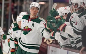 Minnesota Wilds' Joel Ericsson Ek (14) during an NHL hockey game against the Arizona Coyotes Wednesday, Feb. 14, 2024, in Tempe, Ariz. Minnesota won 3