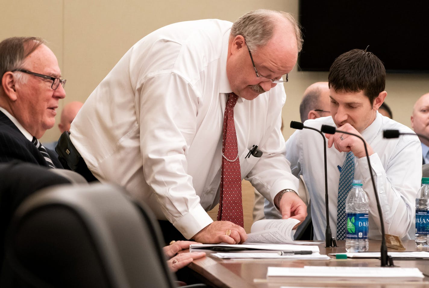 Committee co-chair Rep. Greg Davids, R-Preston conferred with Senate Deputy Majority Leader Jeremy Miller at the start of the bonding bill conference committee. On the last day of the 2018 legislative session, a conference committee passed a revised bonding bill that MMB Commissioner Myron Frans called "disappointing" and said it "missed the boat." ] GLEN STUBBE &#x2022; glen.stubbe@startribune.com Sunday, May 20, 2018 Sunday is the last working day of the 2018 legislative session, with lawmaker