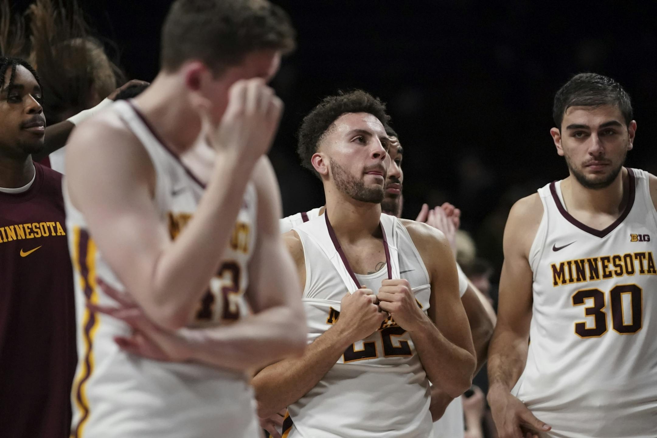 Gophers players could not conceal their disappointment after a last second loss to Maryland in the final seconds of second half.