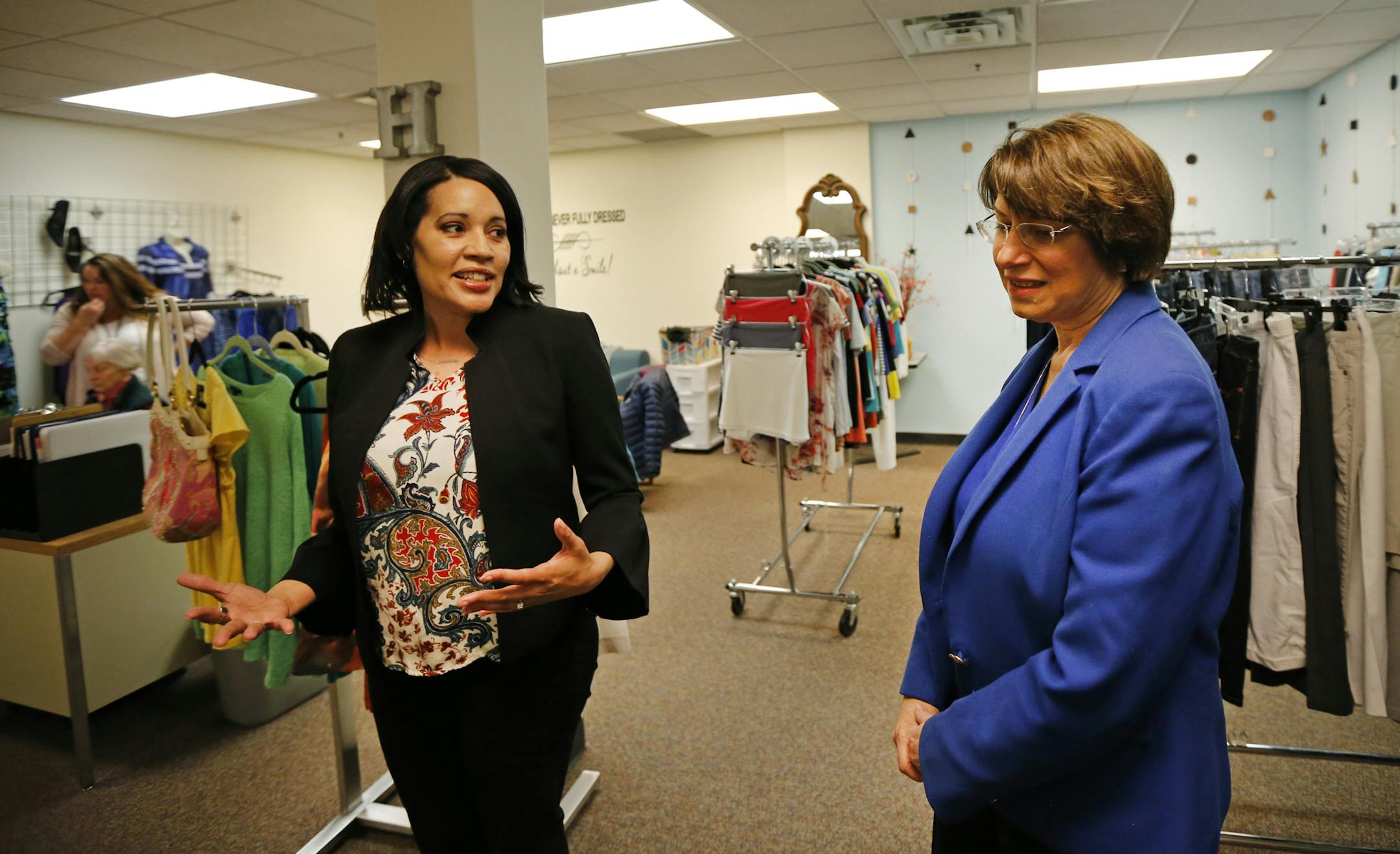 Tamara Stark from Tubman showed Sen. Amy Klobuchar 'Harriet's Closet,' which offers new and gently used clothing for adults and kids of all genders at no cost. ] Shari L. Gross ï shari.gross@startribune.com Sen. Amy Klobuchar and sexual assault advocate Abby Honold champion law that would establish a demonstration program for trauma-informed training for law enforcement, including training for interviewing victims of sexual assault and investigating sexual assault crimes. The two were part