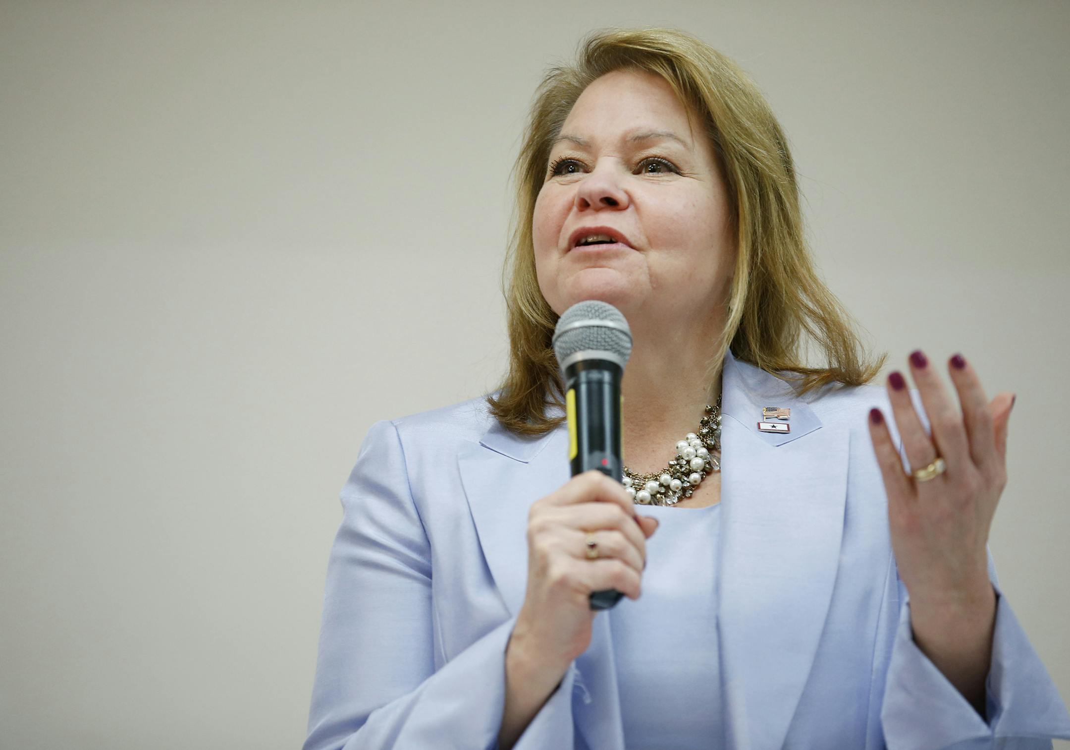 Republican U.S. Senate candidate Julianne Ortman during a debate at the Barry Family Campus Jewish Community Center in St. Louis Park on Tuesday. ] CARLOS GONZALEZ cgonzalez@startribune.com - April 1, 2014, St. Louis Park, Minn., Barry Family Campus Jewish Community Center, Minnesota's Republican U.S. Senate candidates have picked starkly different paths in their quests to take down Democratic U.S. Sen. Al Franken.