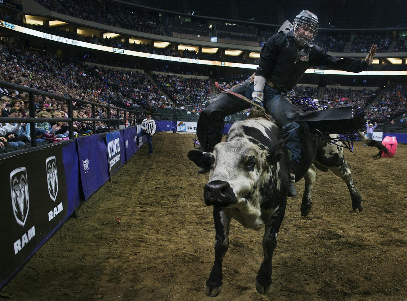 Matt Boos of Wathena, Kansas scored the winning ride aboard his 2000 lbs. bull. At the World's Toughest Rodeo held at the Xcel Energy Center, ]Richard Tsong-Taatarii/rtsong-taatarii@startribune.com