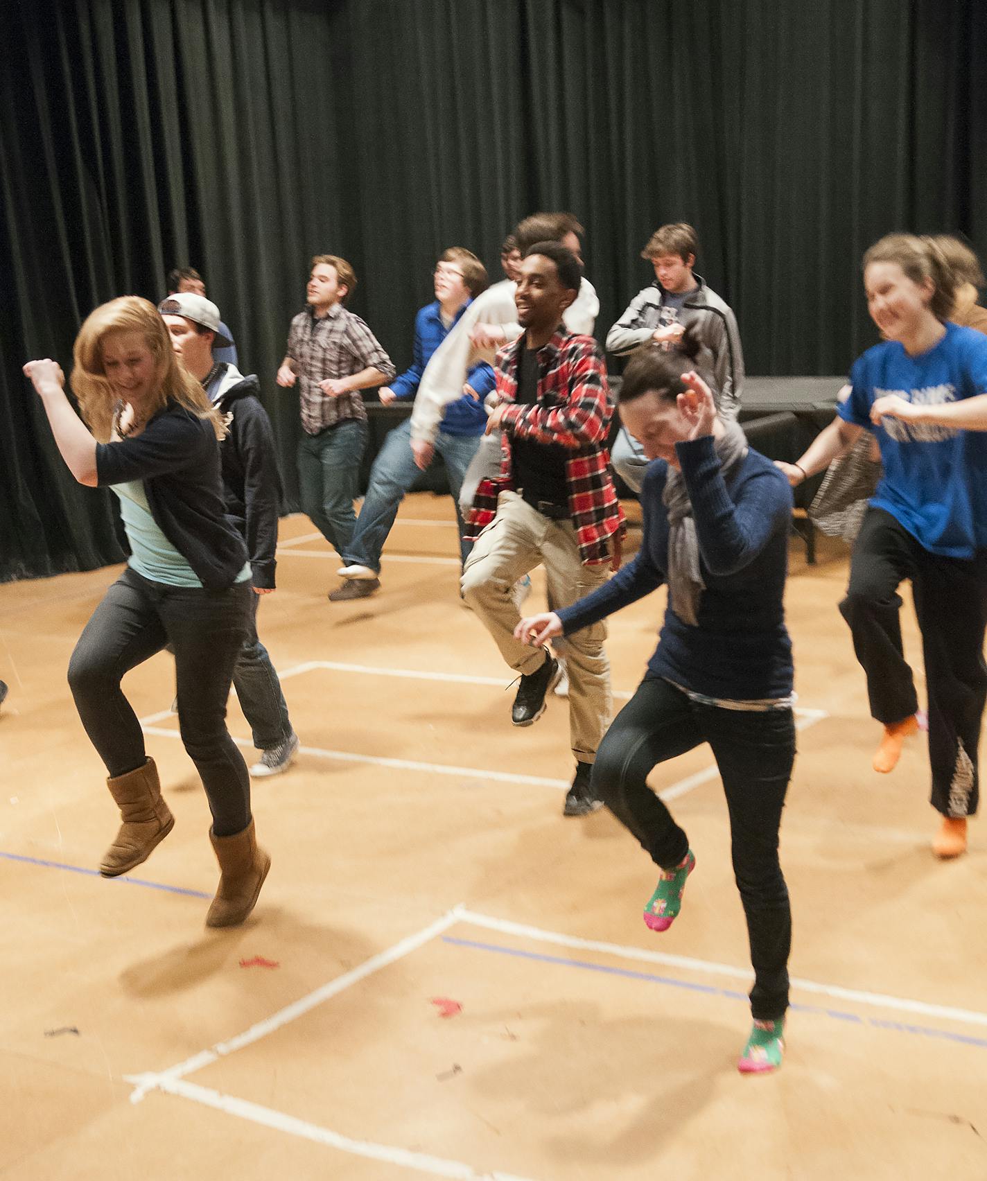 Peer Gynt rehearsal, Augsburg College production