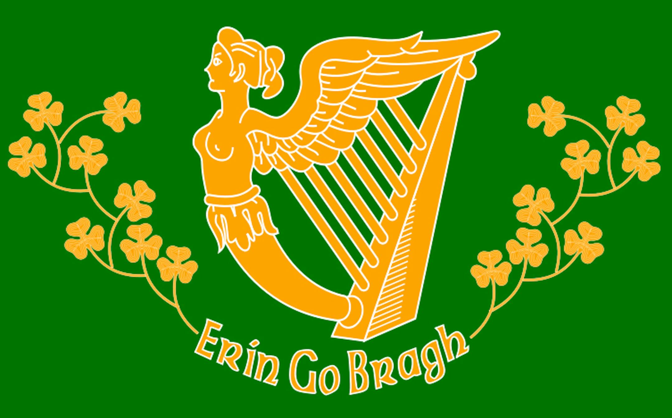Image: One of the flags of Los San Patricios. "Erin Go Bragh" is an expression of identity and commonly translated as "Ireland forever."