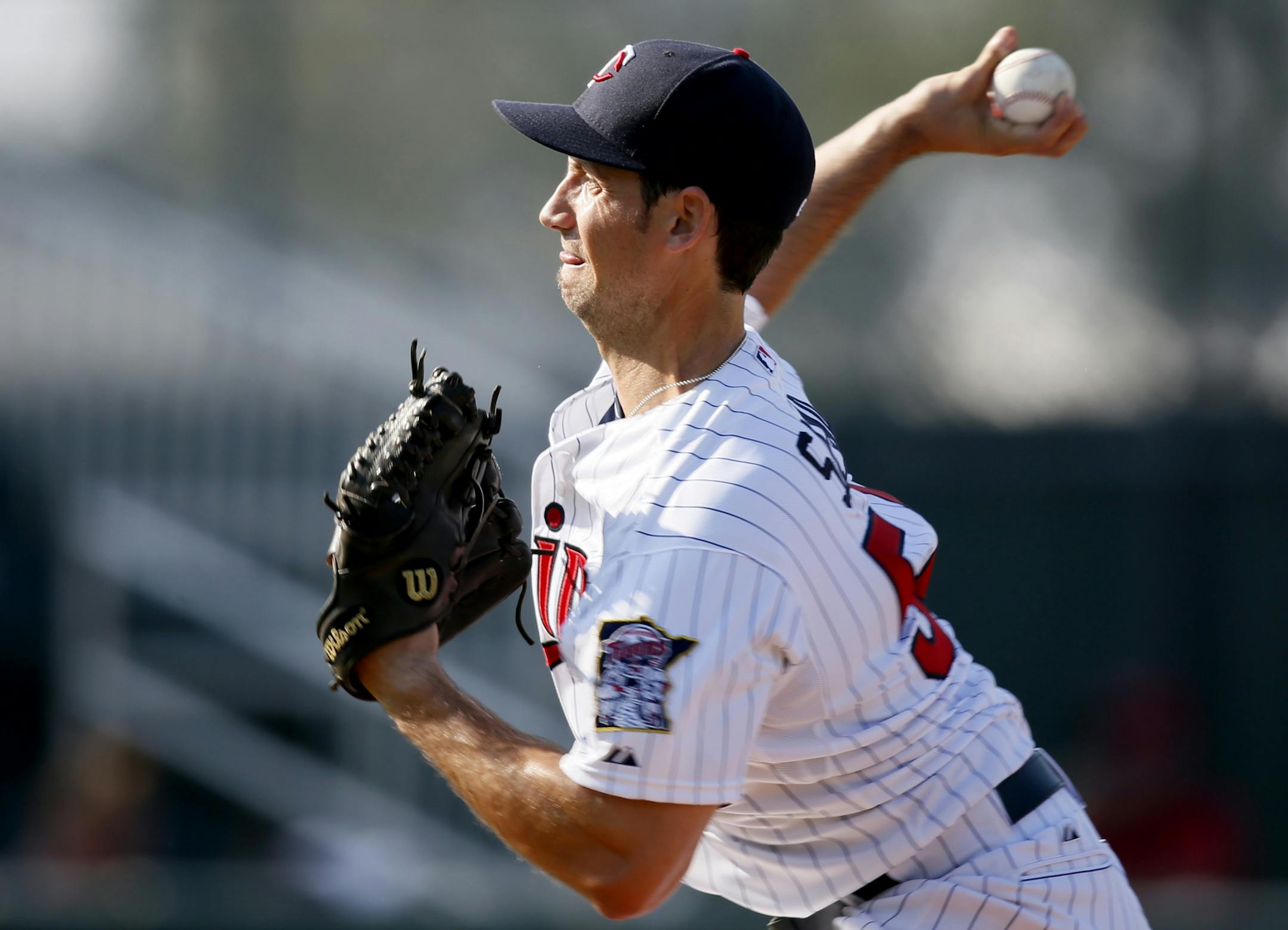 Anthony Slama pitched during a spring game Sunday