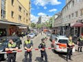 Police cordon off an area near the Reeperbahn in Hamburg, Germany, Sunday, June 16, 2024.