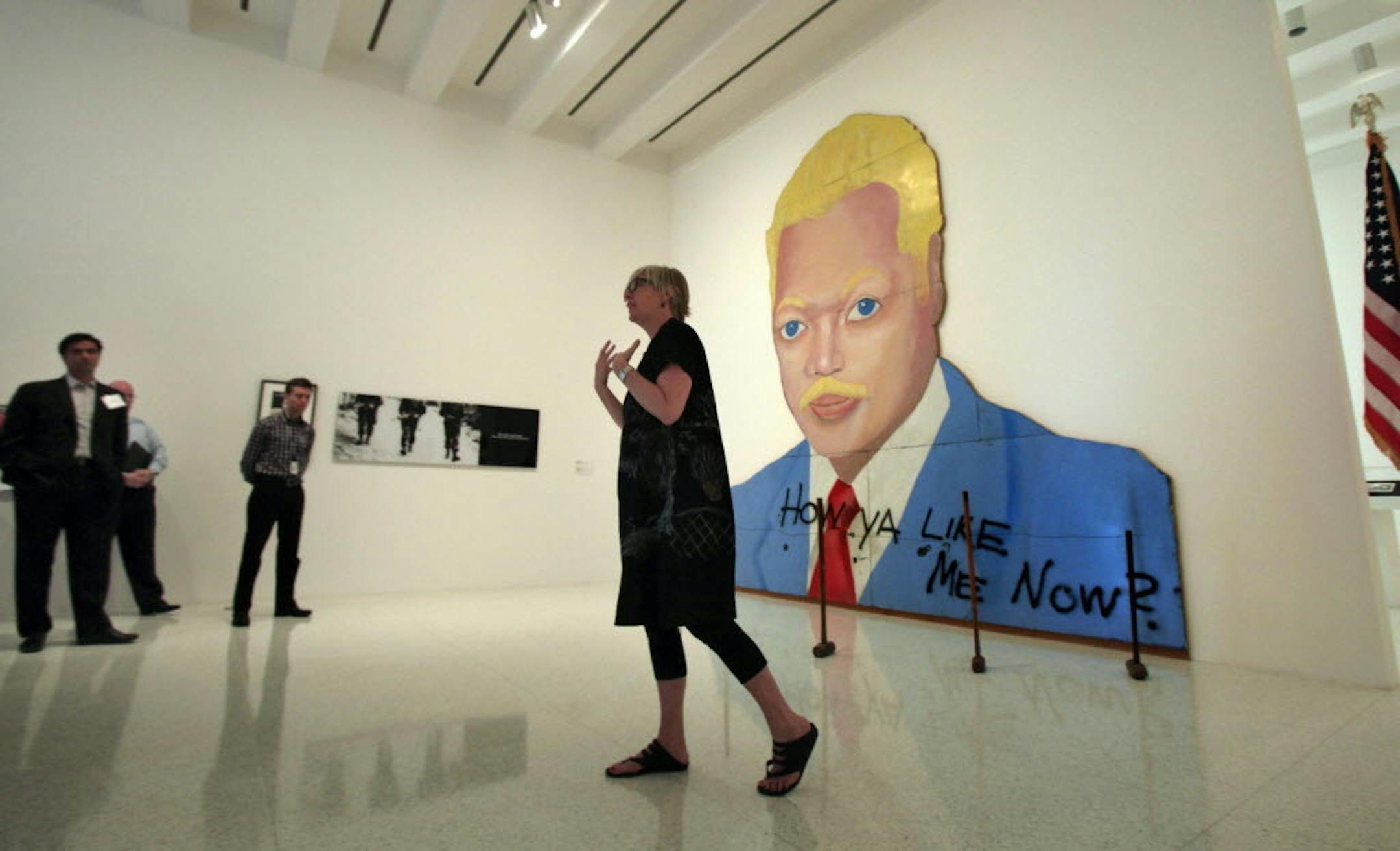 David Hammons' controversial 1988 painting "How Ya Like Me Now?" shows the Rev. Jesse Jackson as a blue-eyed blond. Hammons and Jackson are black.