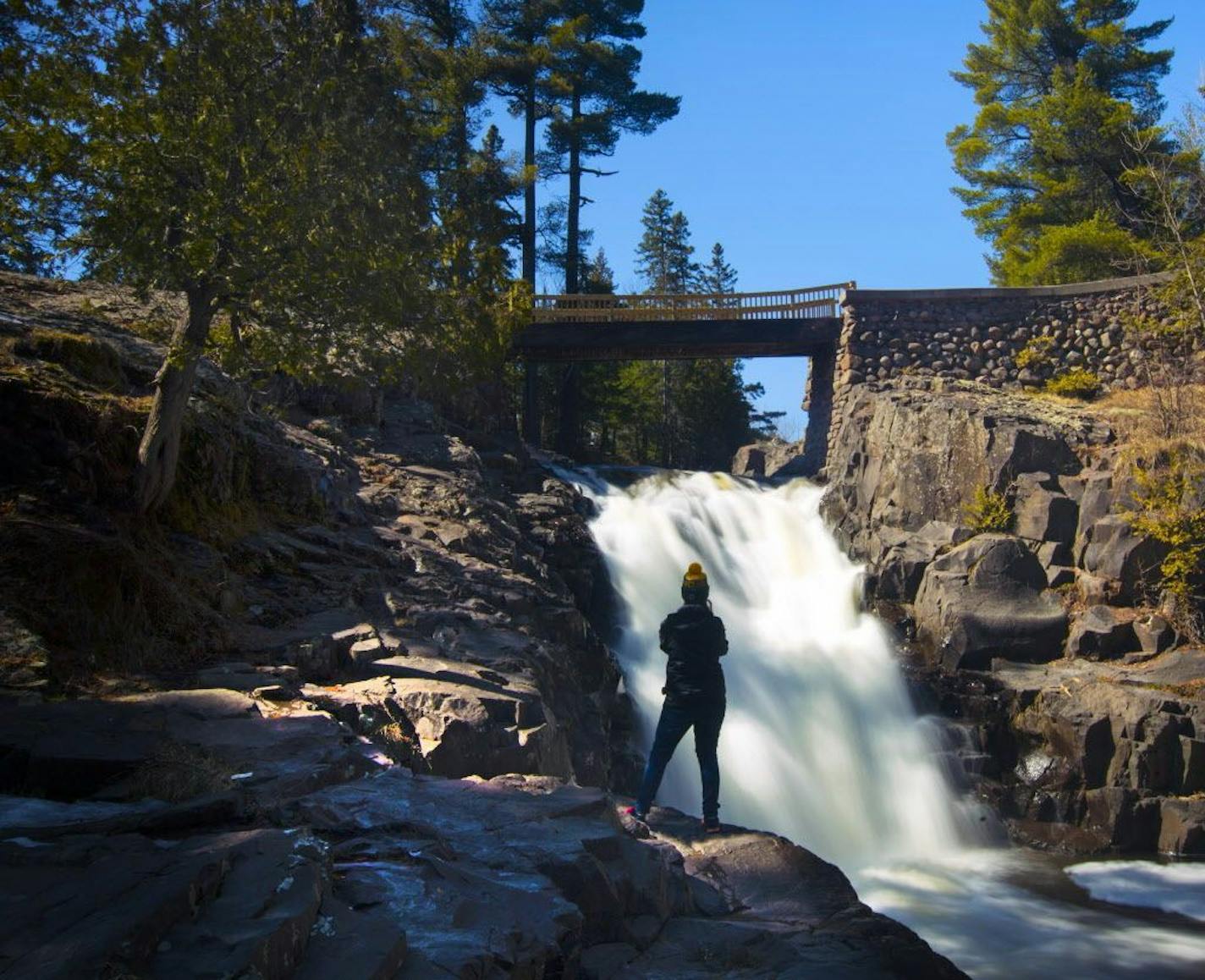 You don't have to travel far up the shore to find great waterfalls. Charlotte Nash takes a photo of Amity Creek Falls along Seven Bridges Road in Duluth.