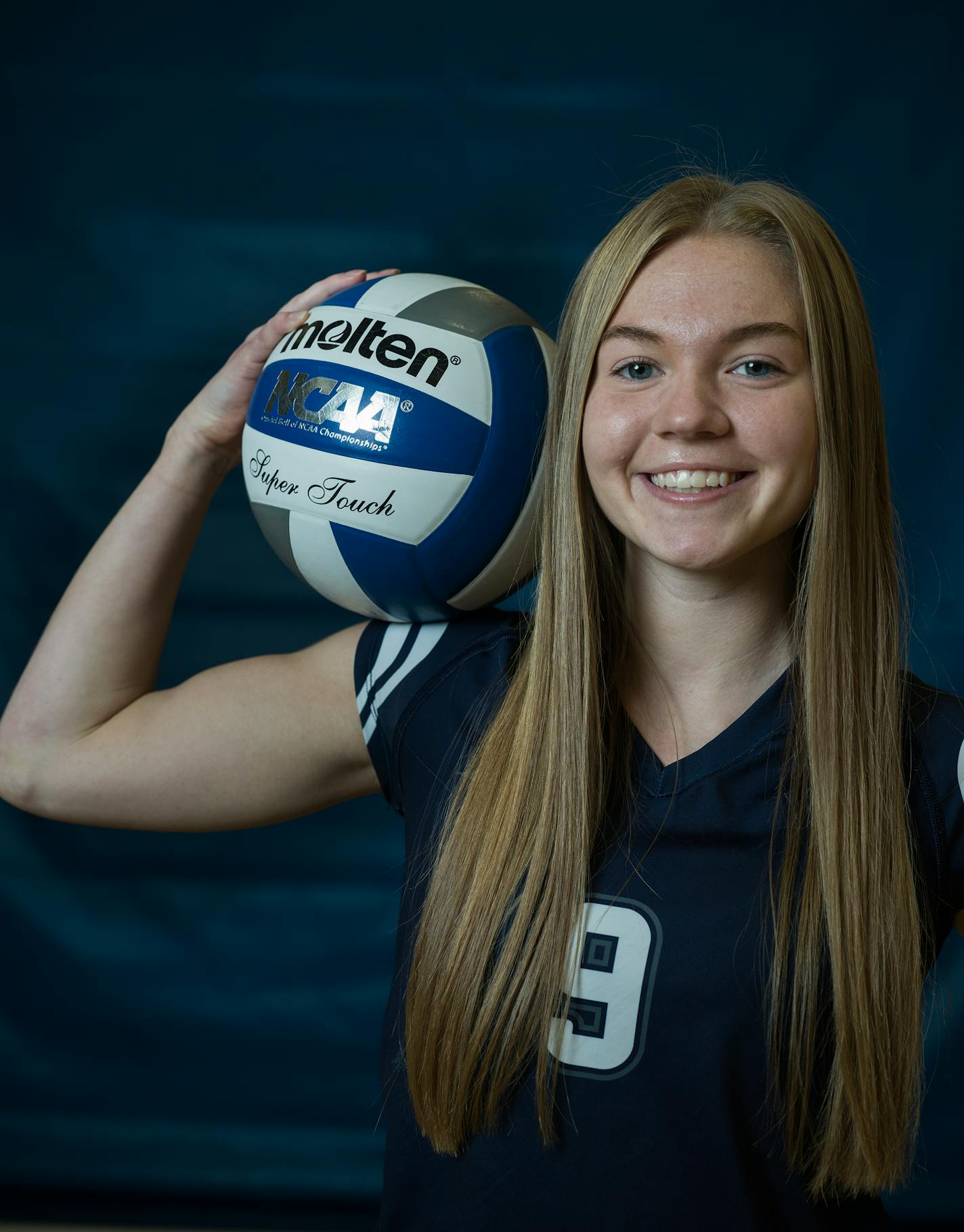 Kaitlyn Erickson of Champlain Park Is one of the All-Metro volleyball team in St. Paul, Minn., on Sunday, Nov. 5, 2023. We've lined up the seven All-Metro volleyball players and the main floor at the Gangelhoff Center at Concordia University for the annual All-Metro shoot. I ] RICHARD TSONG-TAATARII • richard.tsong-taatarii @startribune.com