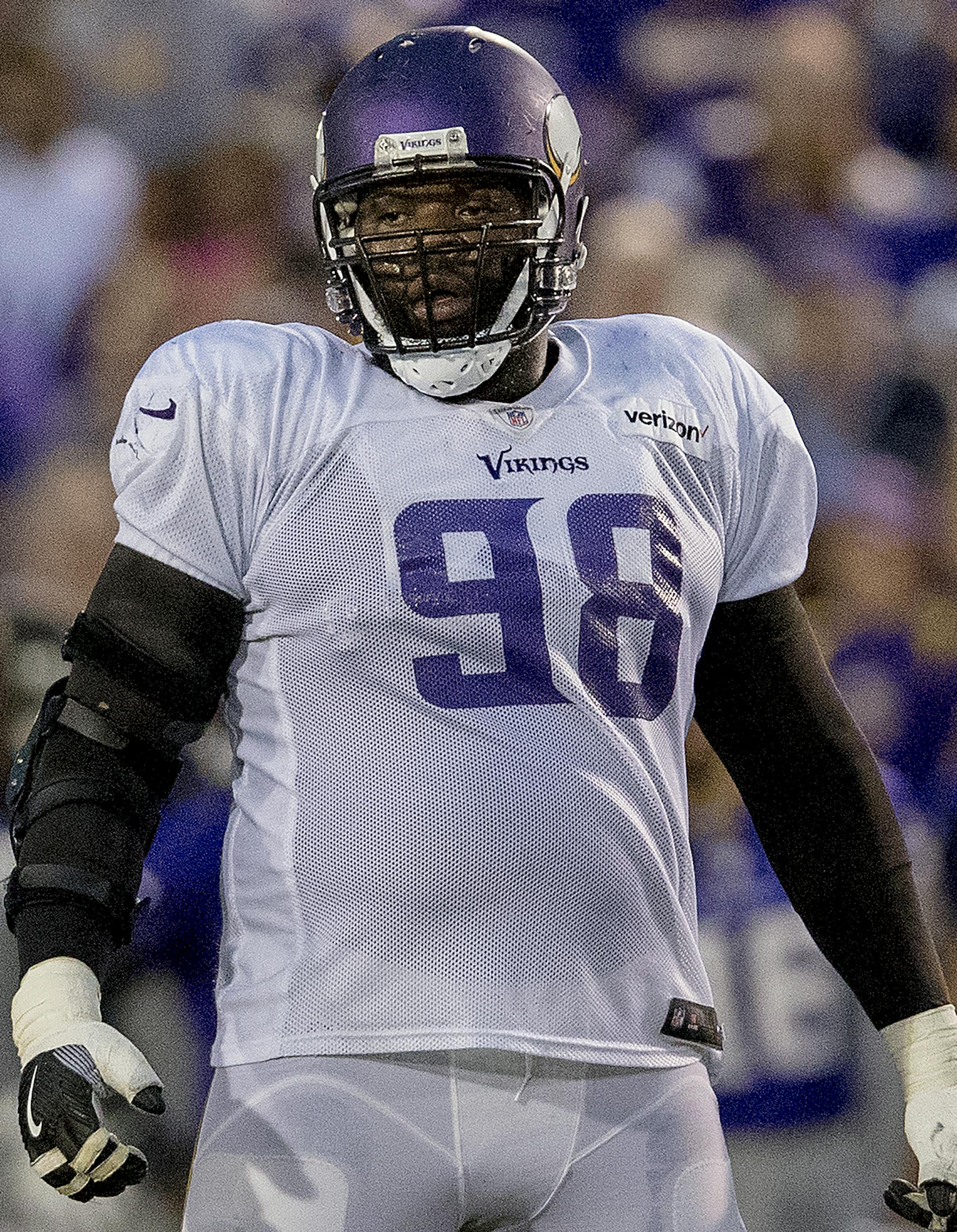 Minnesota Vikings defensive lineman Linval Joseph during practice at Blakeslee Stadium in Mankato. ] CARLOS GONZALEZ ï cgonzalez@startribune.com - August 5, 2017, Mankato, MN, Minnesota State University Mankato, Minnesota Vikings Training Camp, NFL