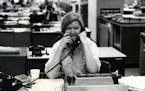 Molly Ivins at her New York Times desk in 1978. A documentary film — “Raise Hell: The Life & Times of Molly Ivins” — will have its local premi
