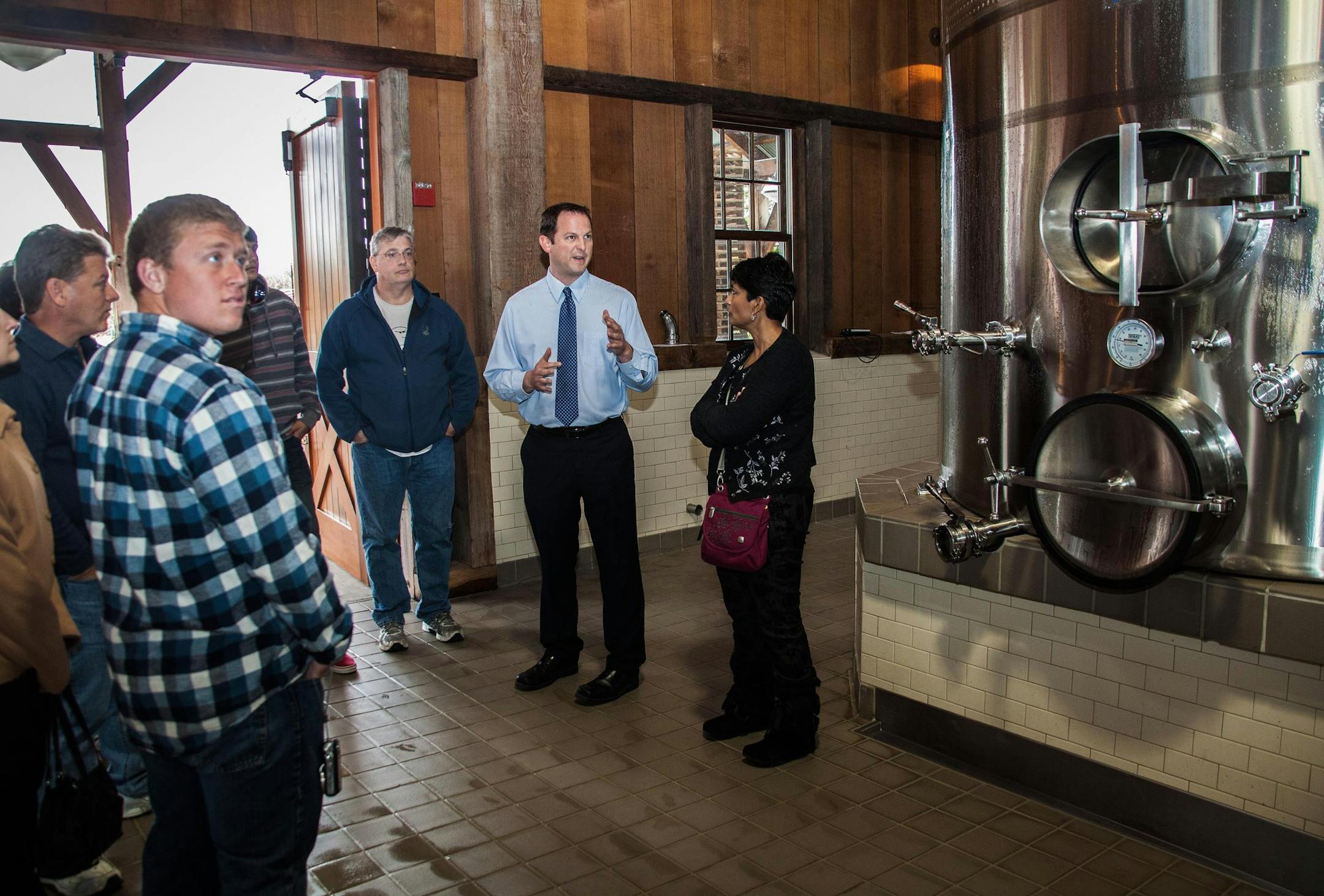 Visitors tour the tank room at Nickel & Nickel winery and vineyard in California's Napa Valley. (Steve Haggerty/MCT) ORG XMIT: 1142103