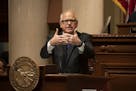 Governor Tim Walz spoke during the State of the State Address at the State Capitol in St. Paul, Minn., on Wednesday, April 3, 2019.