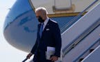 President Joe Biden stepped off Air Force One at Delaware Air National Guard Base in New Castle, Del., Friday, March 26, 2021. Biden is spending the w