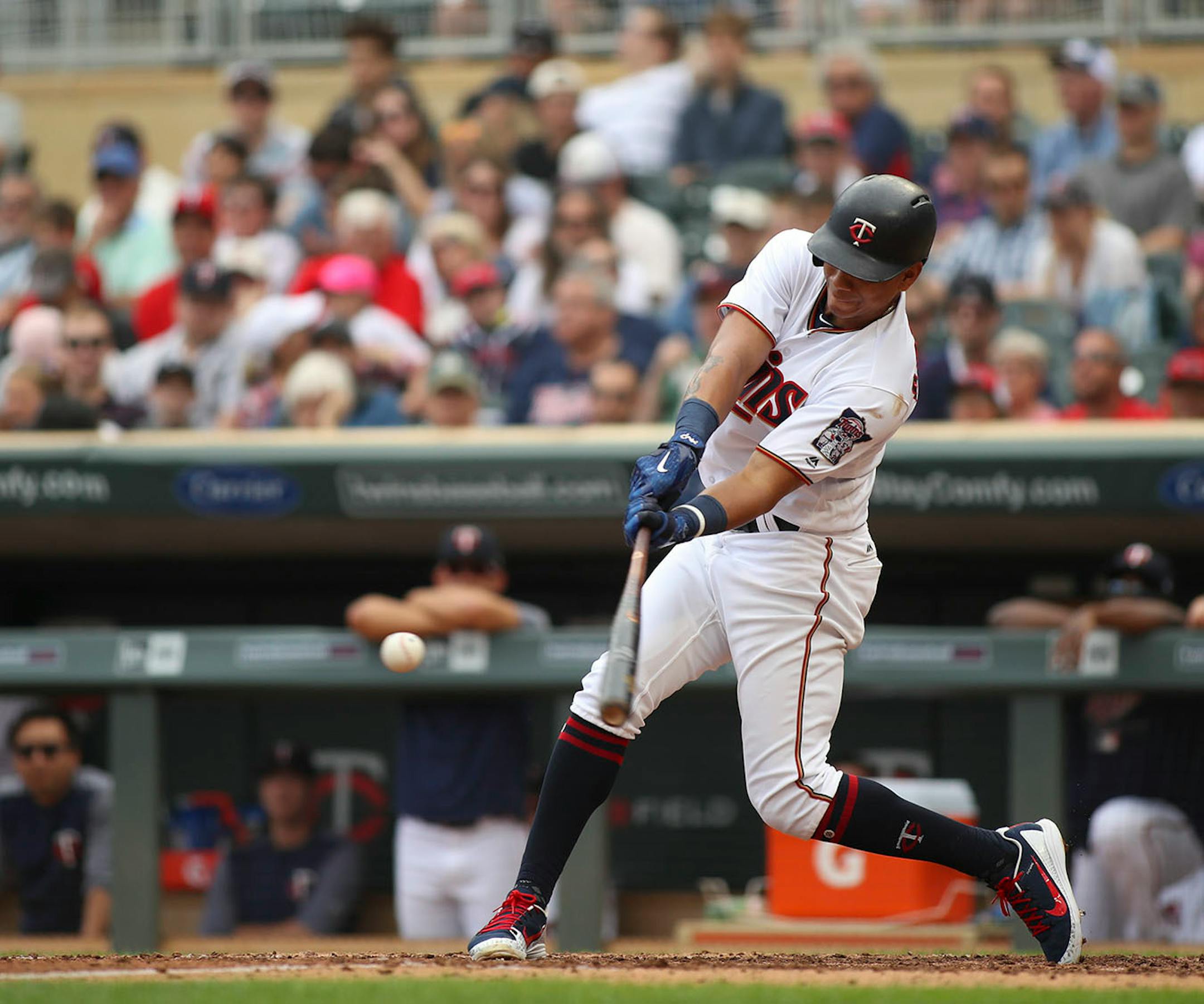 Twins shortstop Ehire Adrianza has had a hot bat lately. He is hitting .311 with six double and 11 RBI in his past 12 starts.