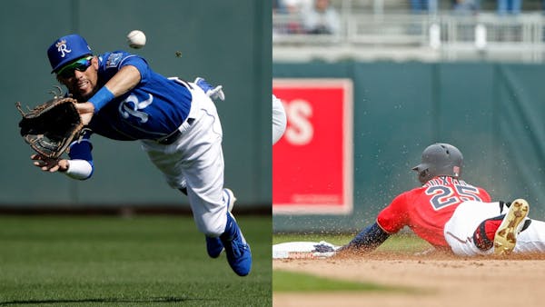 Speedy outfielders Billy Hamilton of the Royals, left, and Byron Buxton of the Twins are now division rivals.