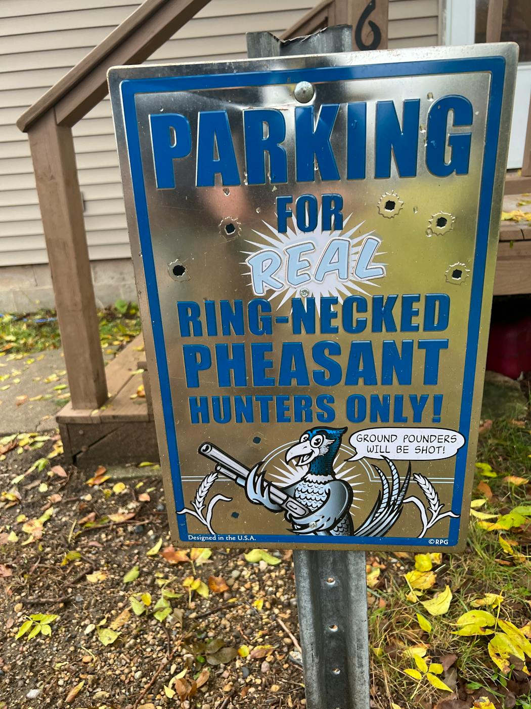 A sign at Buck Manor, a pheasant hunting headquarters in the tiny hamlet of Arco, Minn., population 100.