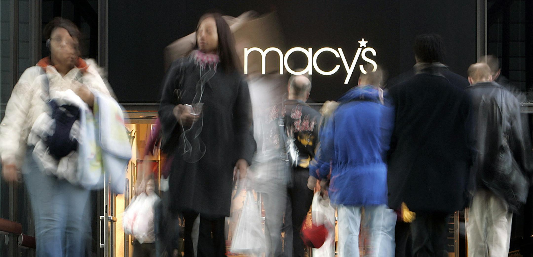This photo taken Feb. 6, 2008 shows Macy's ' pedestrians walking in and out of Macy's in the skyway connecting it to the IDS Building in downtown Minneapolis. (Carlos Gonzalez/Star Tribune via AP) ORG XMIT: MIN2017010511382415