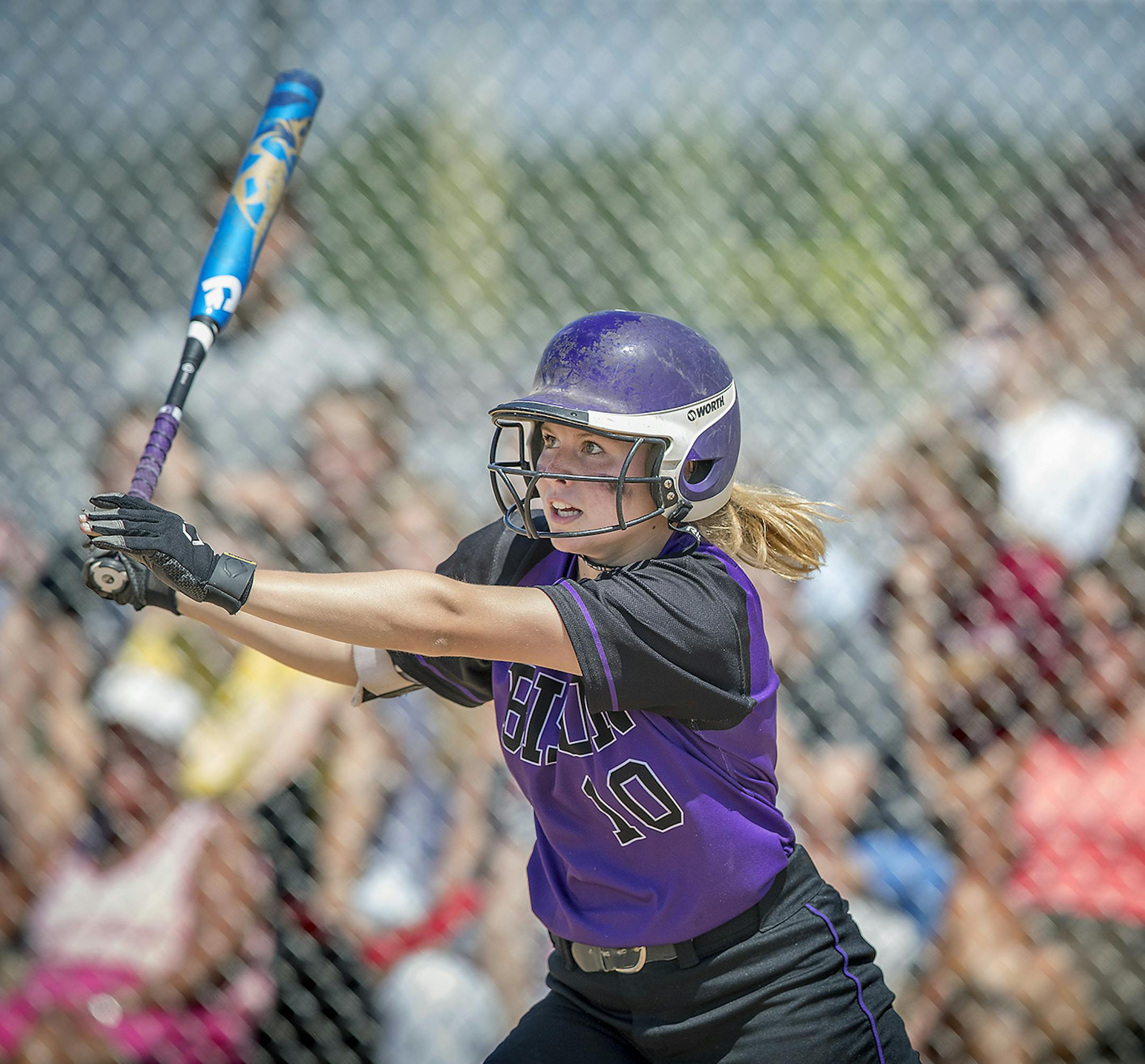 Metro player of the year Emily Hansen hit a fly ball during a section playoff game against Elk River, Thursday, May 31, 2018 in Buffalo, MN. ] ELIZABETH FLORES ï liz.flores@startribune.com