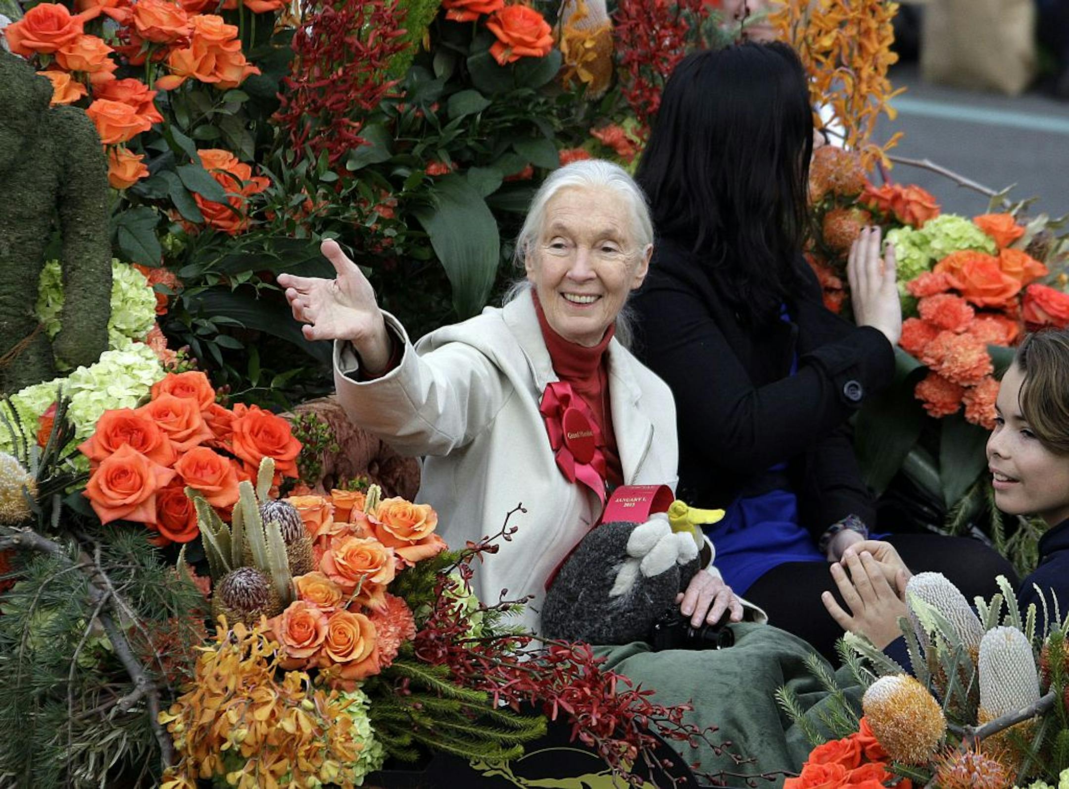 Jane Goodall, famed for her work with chimpanzees in Africa and for her efforts on behalf of endangered species everywhere, was grand marshal of the 124th Rose Parade in Pasadena, Calif., on Tuesday.
