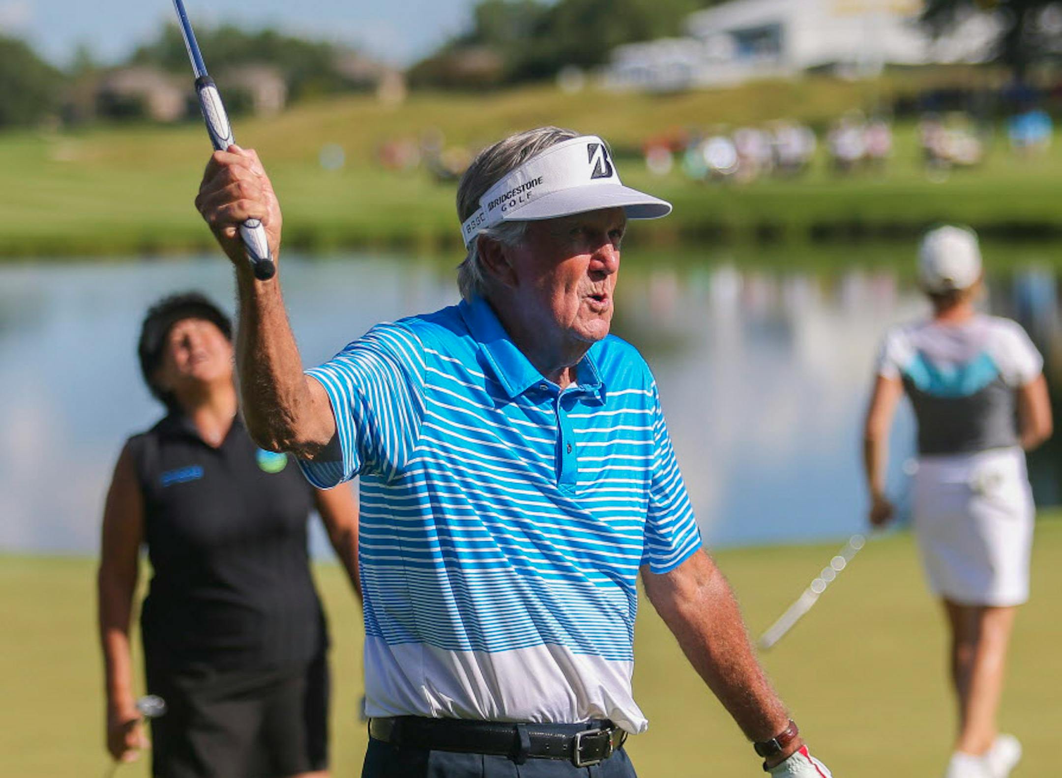 Al Geiberger reacts after missing a put on the 18th hole at 3M Championship at Tournament Players Club on Saturday, August 6, 2016 in Blaine.
