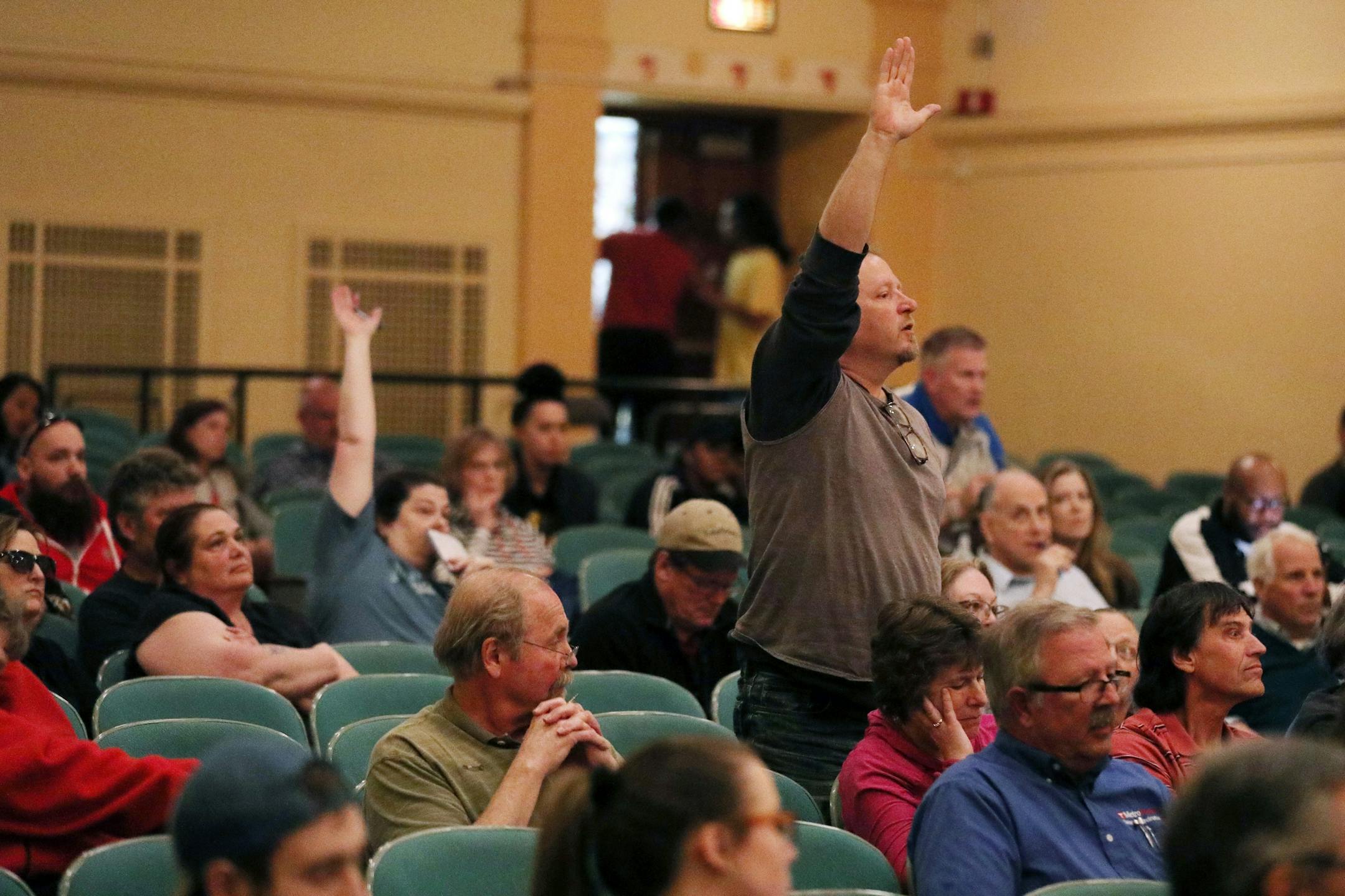 "He can have my time," yelled members of the audience opposed to changing the name of Patrick Henry High School as a like-minded man speaking was told he was out of time during Thursday's site council meeting.