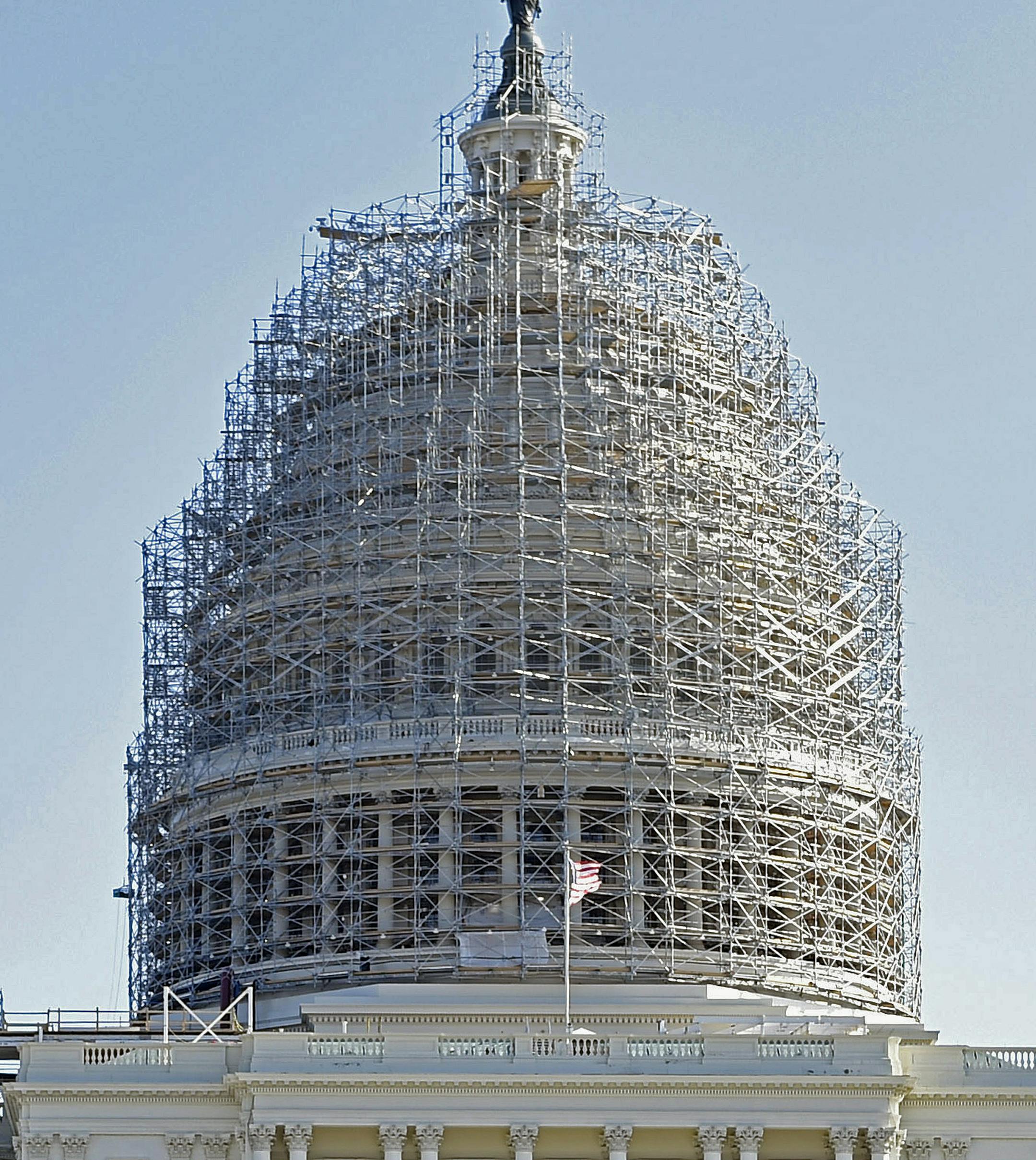 The U.S. Capitol Christmas Tree arrives at the West Front of the Capitol in Washington, Friday, Nov. 21, 2014. The 88-foot white spruce from the Chippewa National Forest, was cut in northern Minnesota on Oct. 29. (AP Photo/Susan Walsh) ORG XMIT: MIN2015010218393487