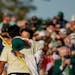 Hideki Matsuyama, of Japan, hugs his caddie Shota Hayafuji after winning the Masters golf tournament on Sunday, April 11, 2021, in Augusta, Ga. (AP Ph